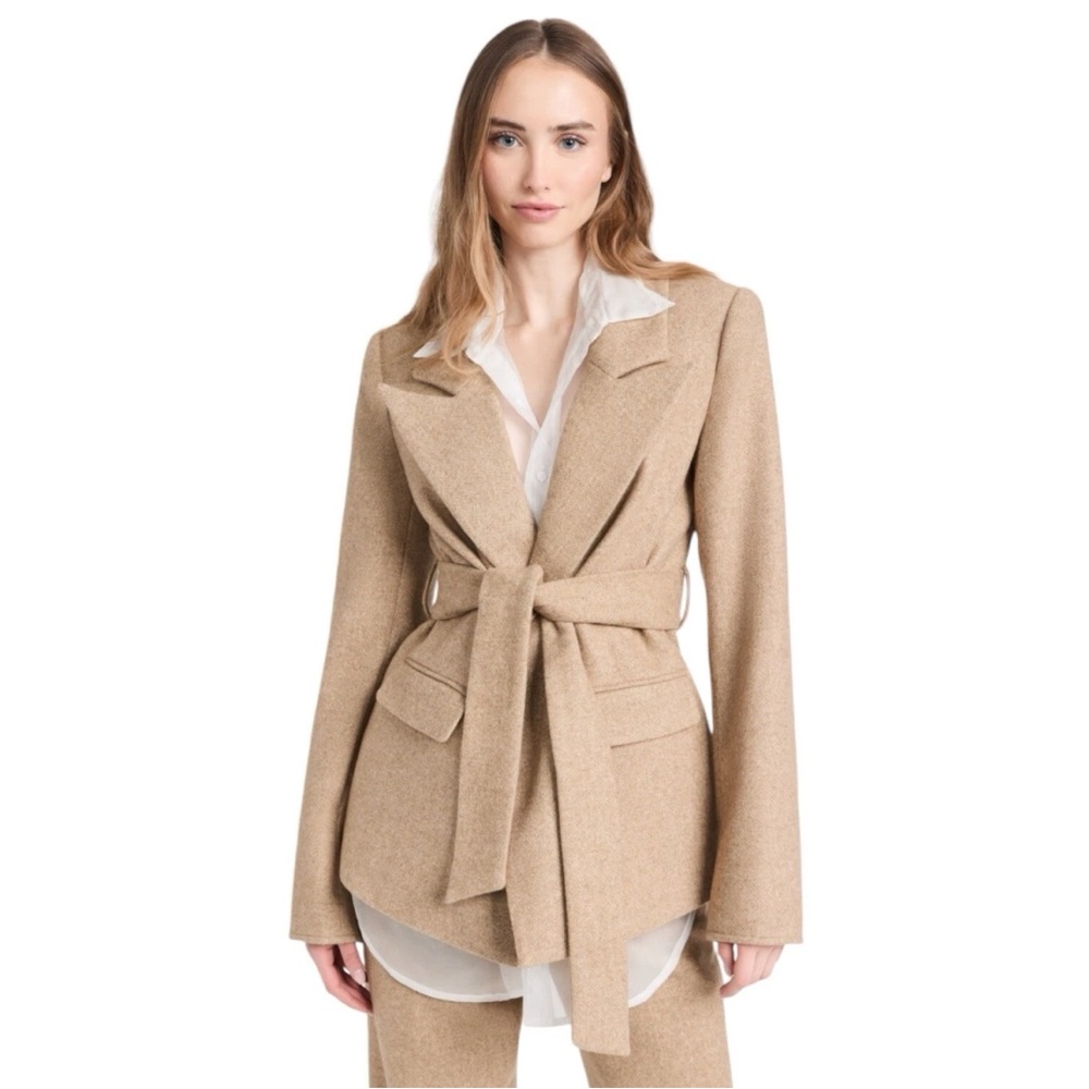 New Favorite Daughter The Adrienne Belted Wool Structured Blazer